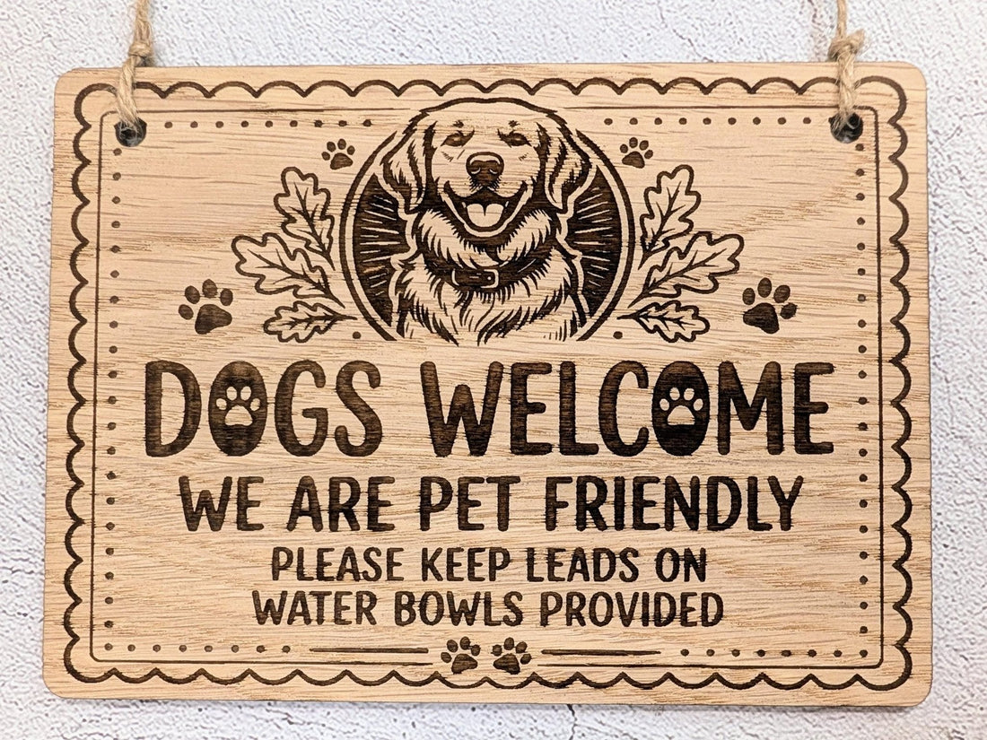 wooden dog friendly sign