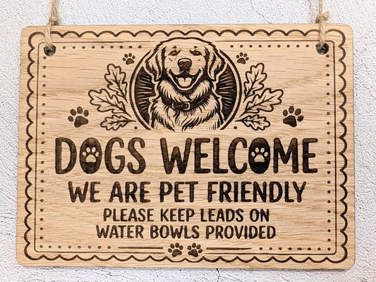 wooden dog friendly sign