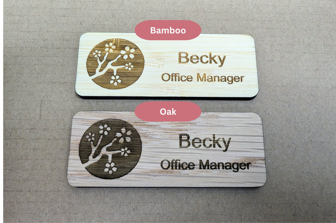 Oak Veneered MDF vs Moso Bamboo: The Best Choice for Name Badges - CherryGroveCraft