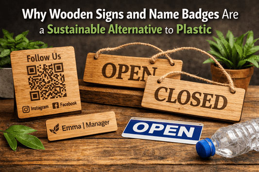 Why Wooden Signs and Name Badges Are a Sustainable Alternative to Plastic - CherryGroveCraft