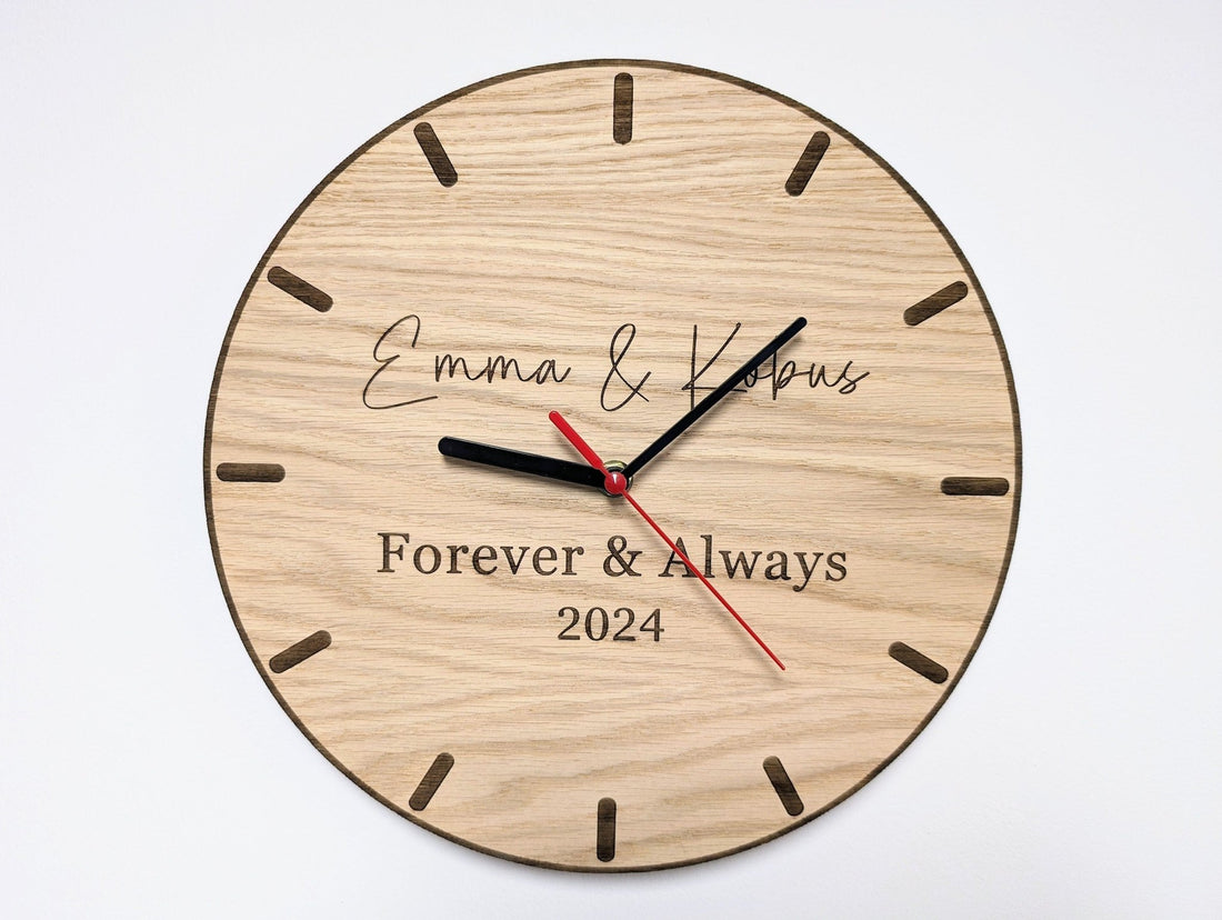Personalised Wooden Wedding Clock