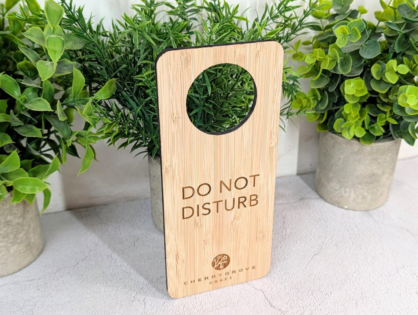5mm bamboo door hanger with 51mm handle hole, hanging on door handle