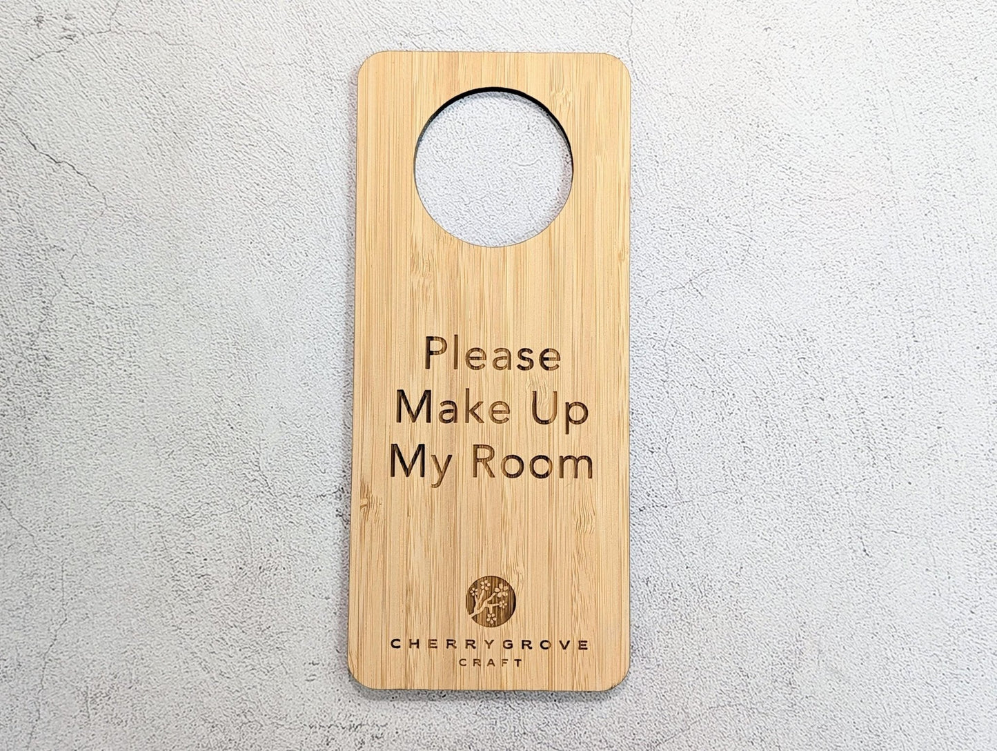 5mm Premium Bamboo Hotel Door Hanger | Please Make Up My Room