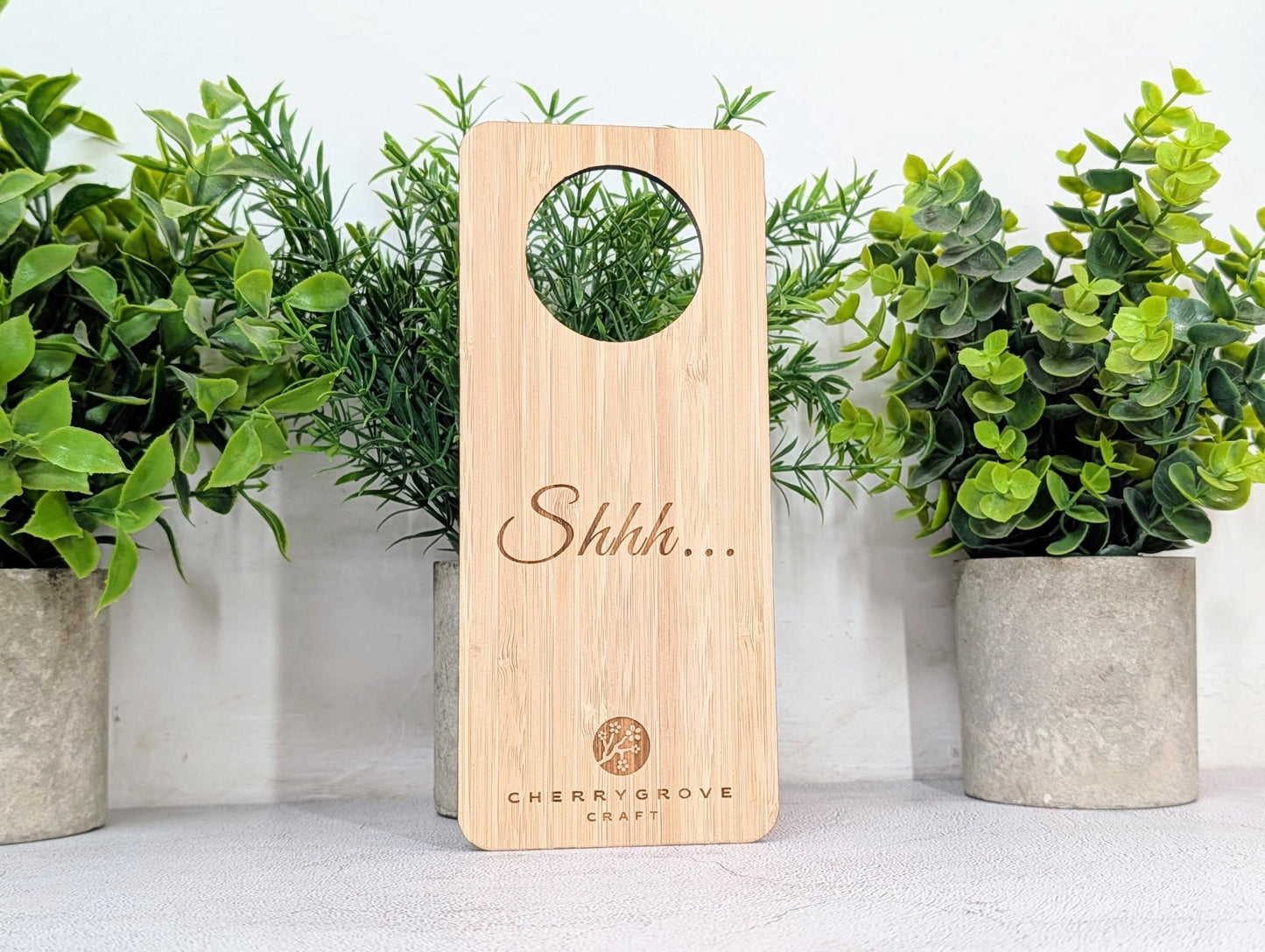 5mm bamboo hotel door hanger, 210 by 89mm, double-sided guest sign