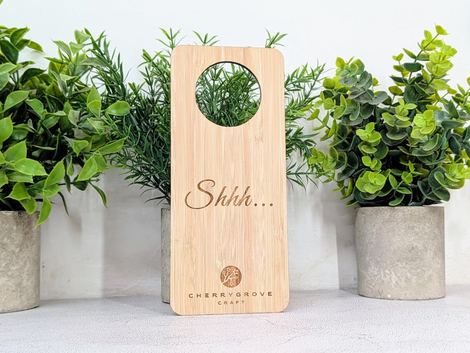 5mm bamboo hotel door hanger, 210 by 89mm, double-sided guest sign