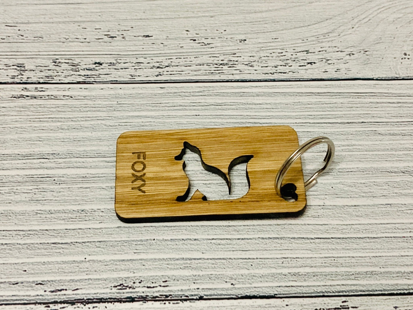 Animal Personalised Wooden Keyrings | Monkey, Seahorse, Fish, Squirrel, Rabbit, Fox | Engraved Wooden Key Chain | Wooden Gift | Oak Wood - CherryGroveCraft