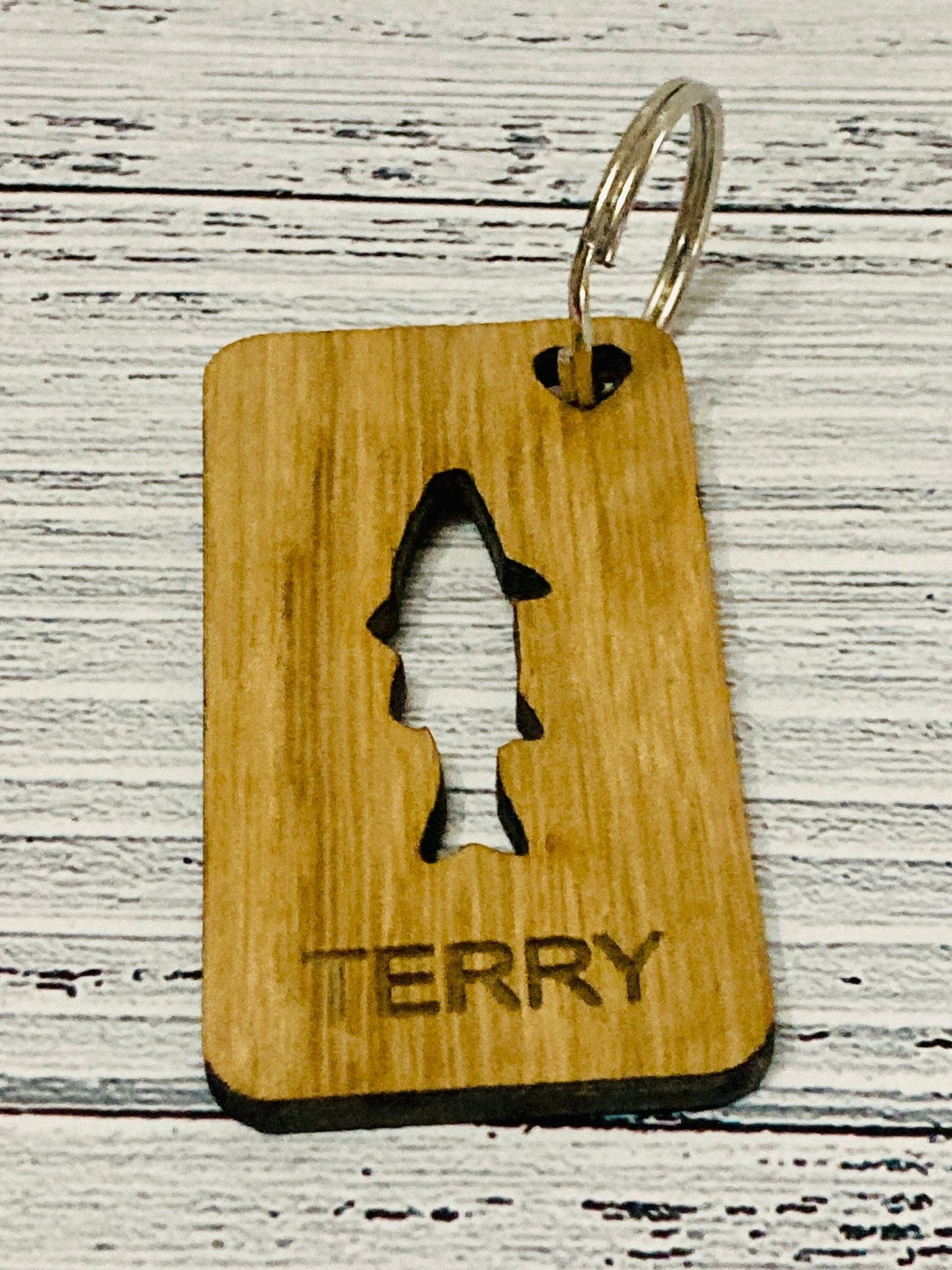 Animal Personalised Wooden Keyrings | Monkey, Seahorse, Fish, Squirrel, Rabbit, Fox | Engraved Wooden Key Chain | Wooden Gift | Oak Wood - CherryGroveCraft