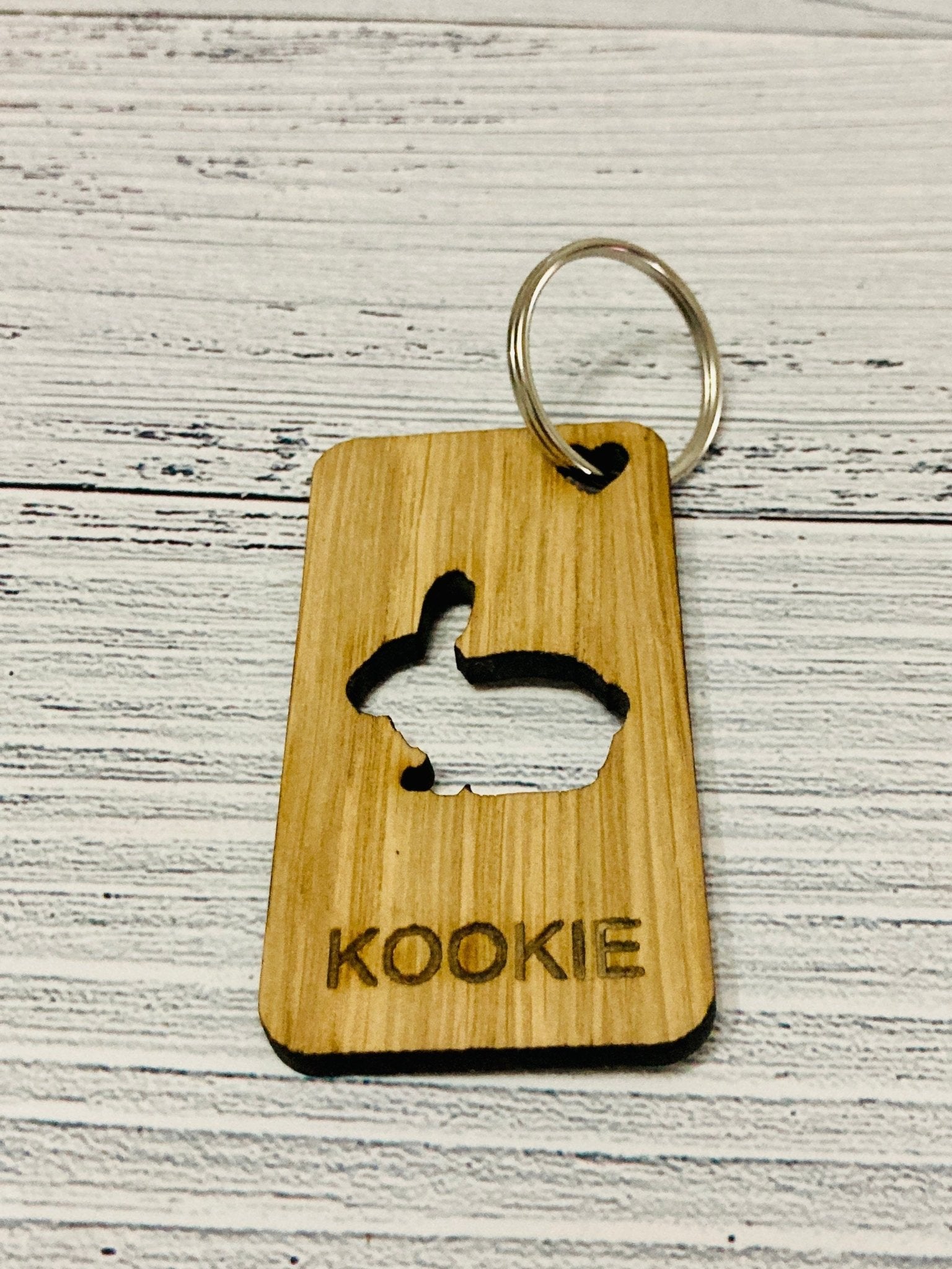 Animal Personalised Wooden Keyrings | Monkey, Seahorse, Fish, Squirrel, Rabbit, Fox | Engraved Wooden Key Chain | Wooden Gift | Oak Wood - CherryGroveCraft