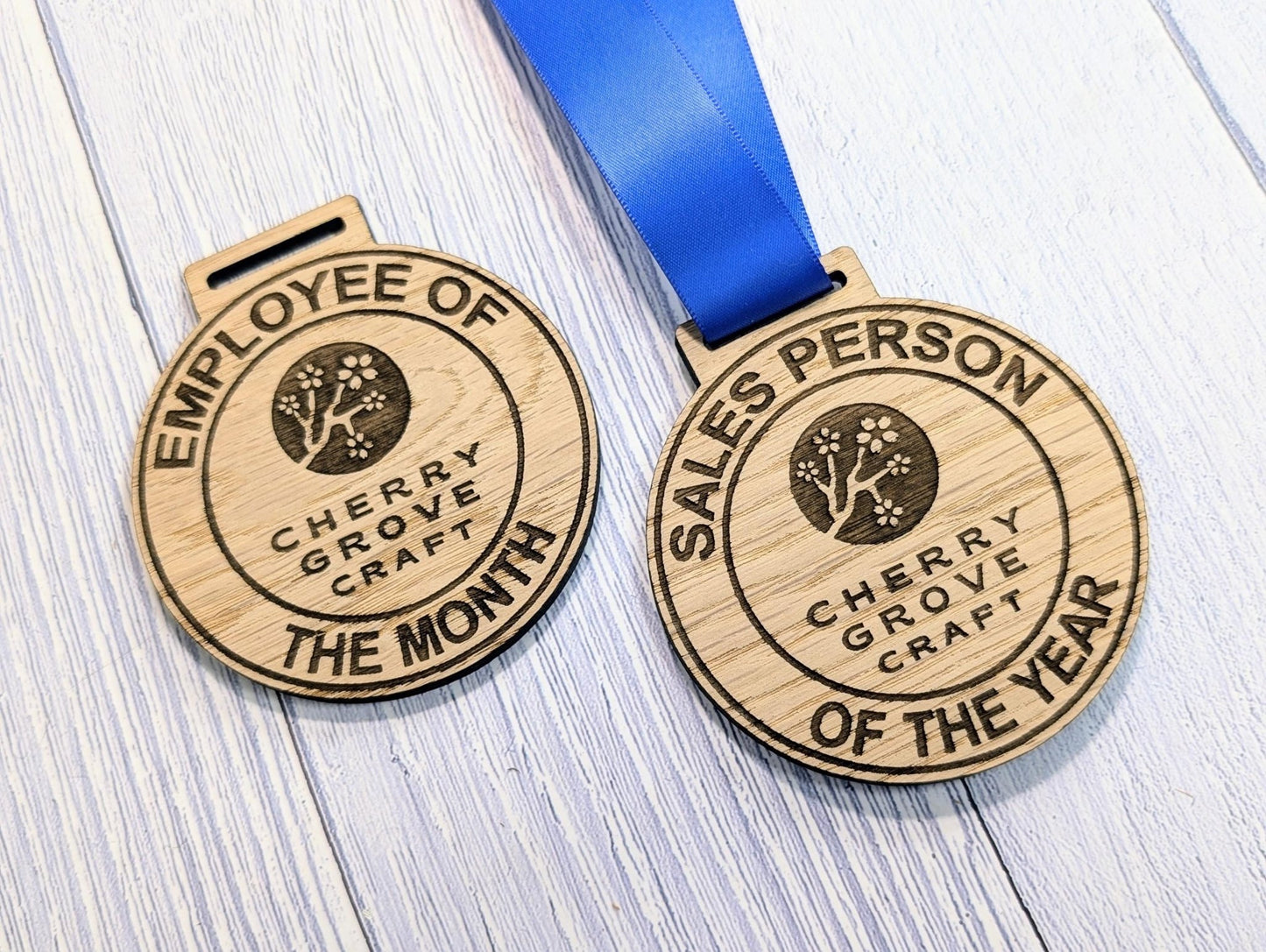 Bespoke Wooden Business Award Medals - Eco - Friendly & Personalised, Achievements, Bulk Wood Medals, Logo Medals, Club Medals - CherryGroveCraft