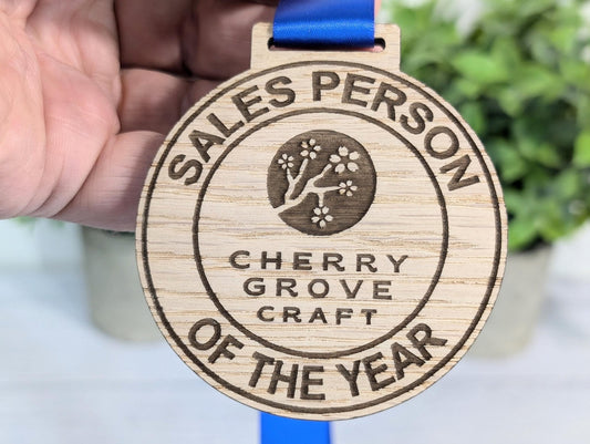 Bespoke Wooden Business Award Medals - Eco - Friendly & Personalised, Achievements, Bulk Wood Medals, Logo Medals, Club Medals - CherryGroveCraft