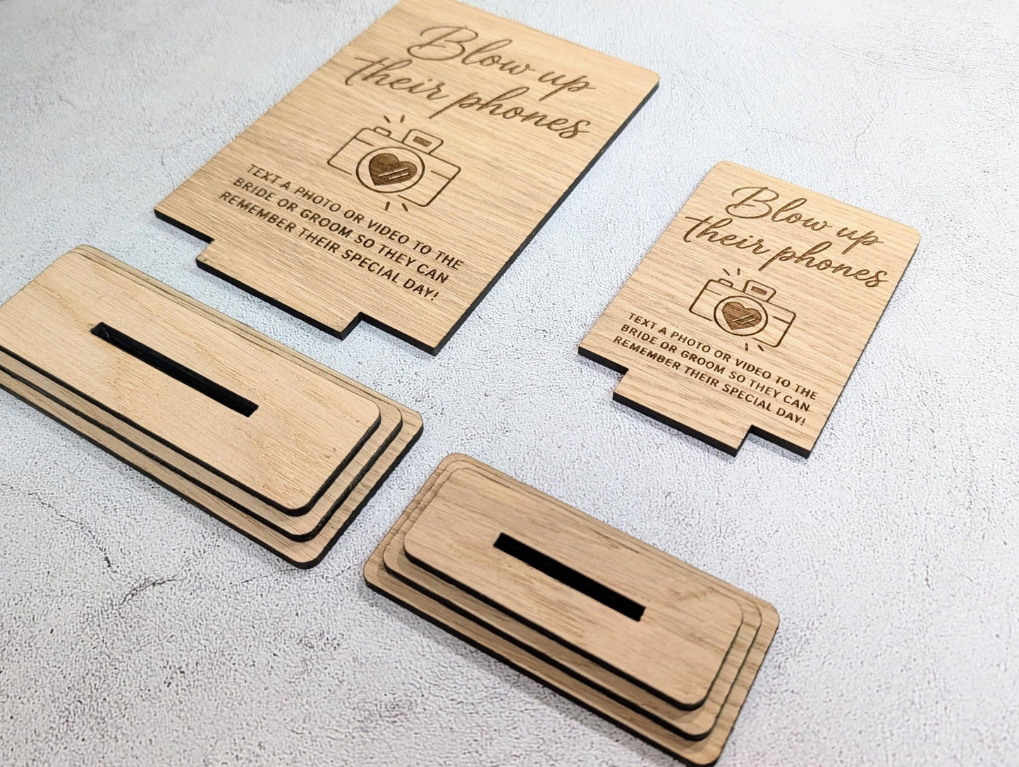 FSC-certified oak veneered MDF wedding table sign, made to order in North Wales