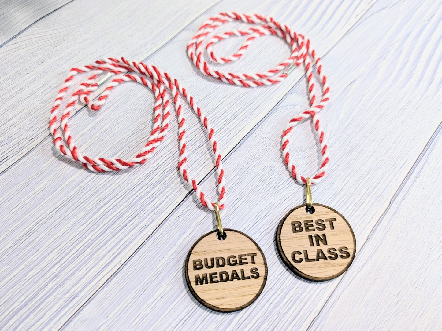 Budget Oak MDF Medals 40mm with String Lanyard | Affordable Awards for Events & Competitions | Eco - Friendly - CherryGroveCraft