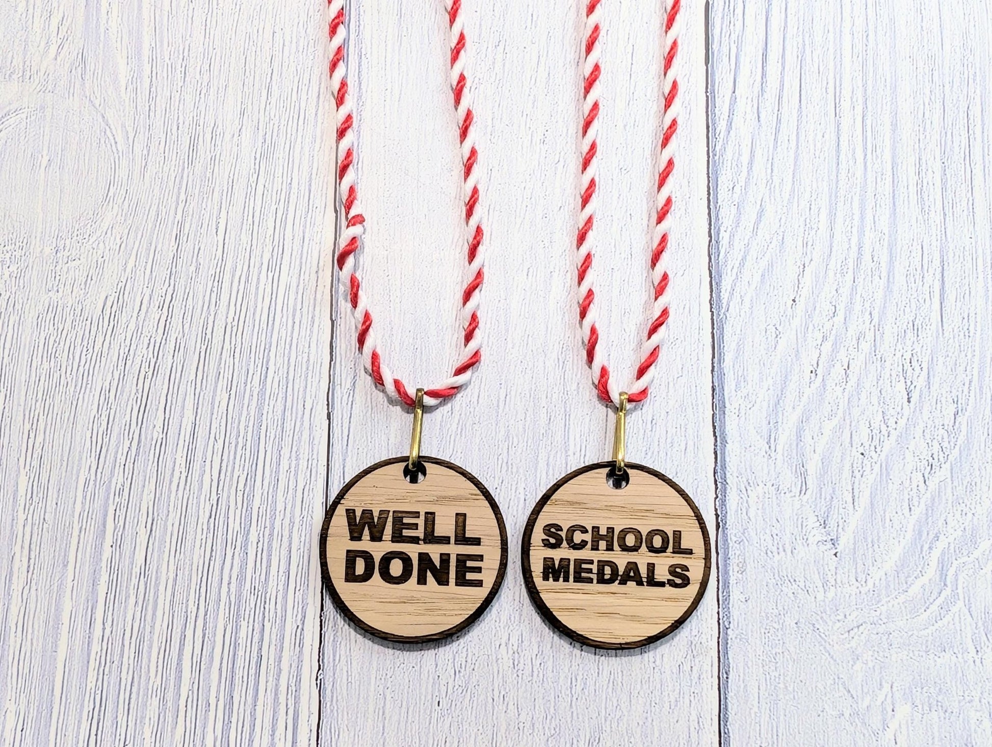 Budget Oak MDF School Medals 40mm with Lanyard | Affordable Award Solution for Students | Eco - Friendly - CherryGroveCraft