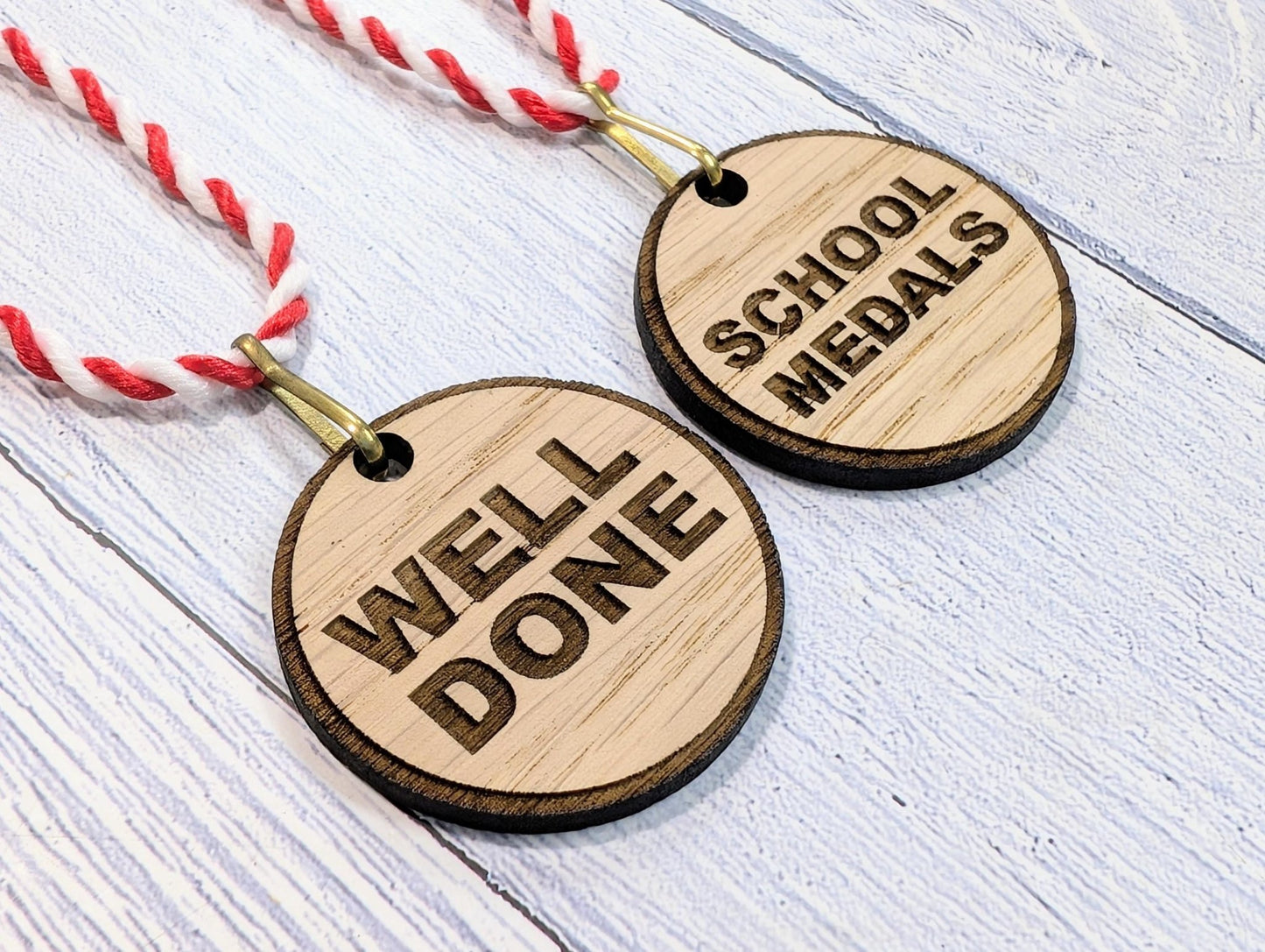 Budget Oak MDF School Medals 40mm with Lanyard | Affordable Award Solution for Students | Eco - Friendly - CherryGroveCraft