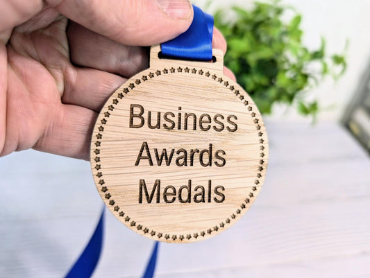 Custom Business Award Wooden Medals - Eco - Friendly & Personalised, Achievements, Bulk Wood Medals, Zero Waste Medals, Club Medals - CherryGroveCraft