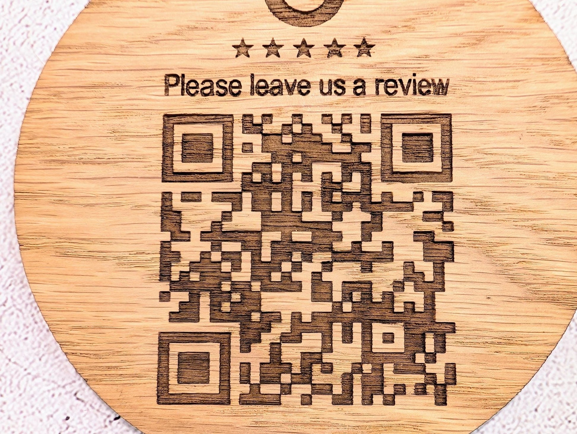 Custom Google Review Coaster – Personalised QR Code Oak Veneer Drink Coaster, Handmade in Wales | Business Branding Gift - CherryGroveCraft