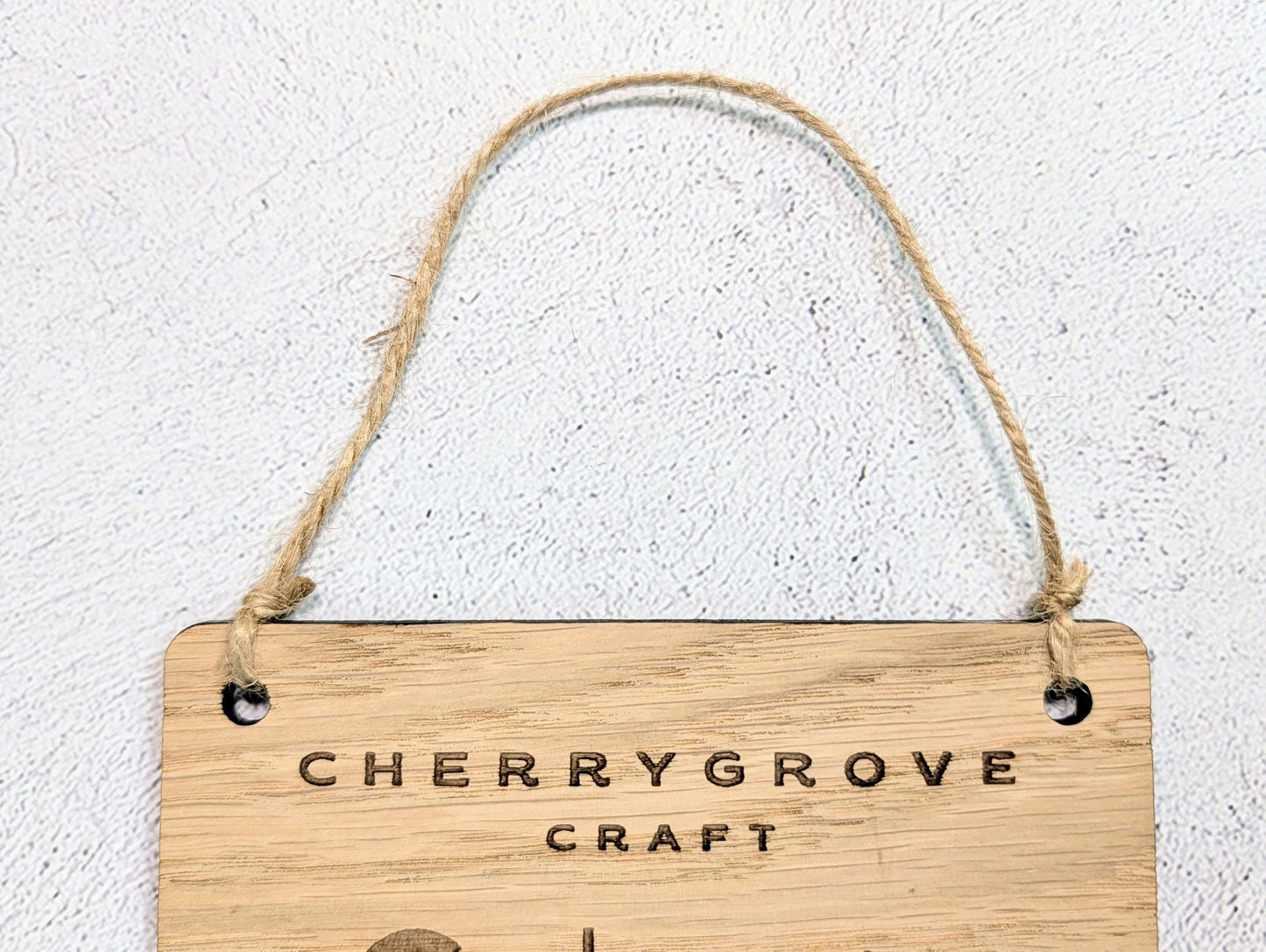 Custom Logo Google Review Sign – Oak Veneered Hanging QR Code Sign for Businesses, Handmade in Wales, Plastic - Free Packaging - CherryGroveCraft