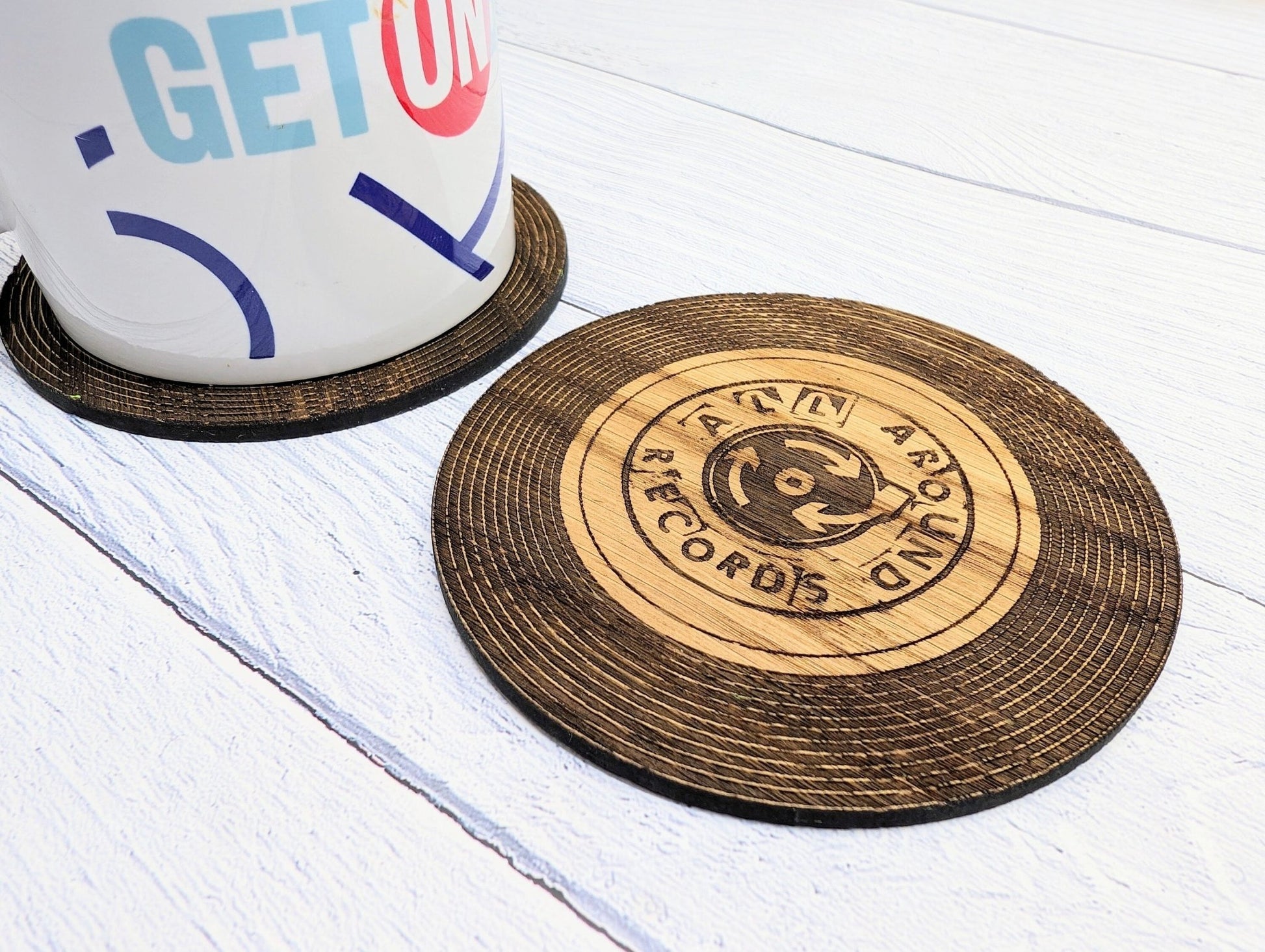 Custom Retro Vinyl Record Coaster for Businesses - Add Your Logo & Celebrate Milestones - Unique Promotional Marketing Item - CherryGroveCraft