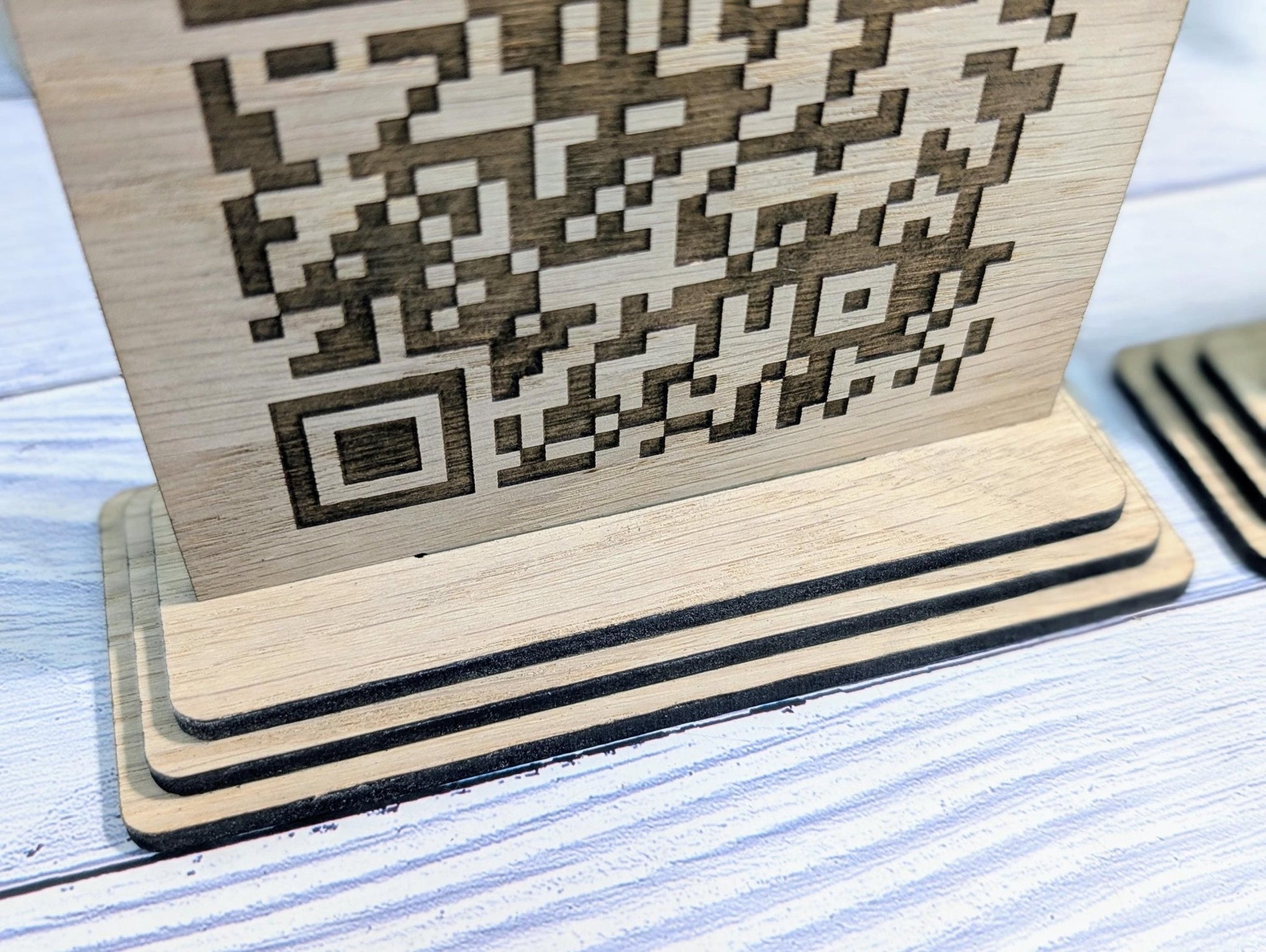Custom Wooden Google Review Sign with QR Code | Business Review Plaque with Logo | Eco Friendly Point of Sale Display | 2 Sizes - CherryGroveCraft