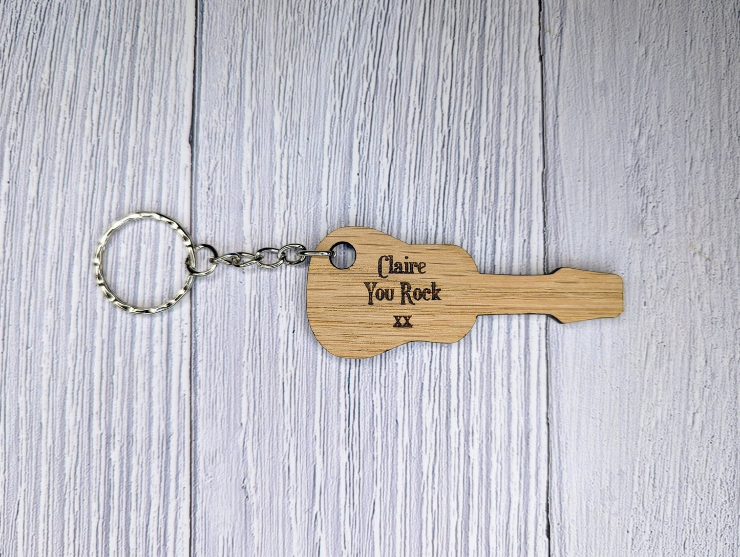 Custom Wooden Guitar Keyrings - Acoustic & Electric - Personalised Music Gift - Bag Charm - Bag Tag - CherryGroveCraft