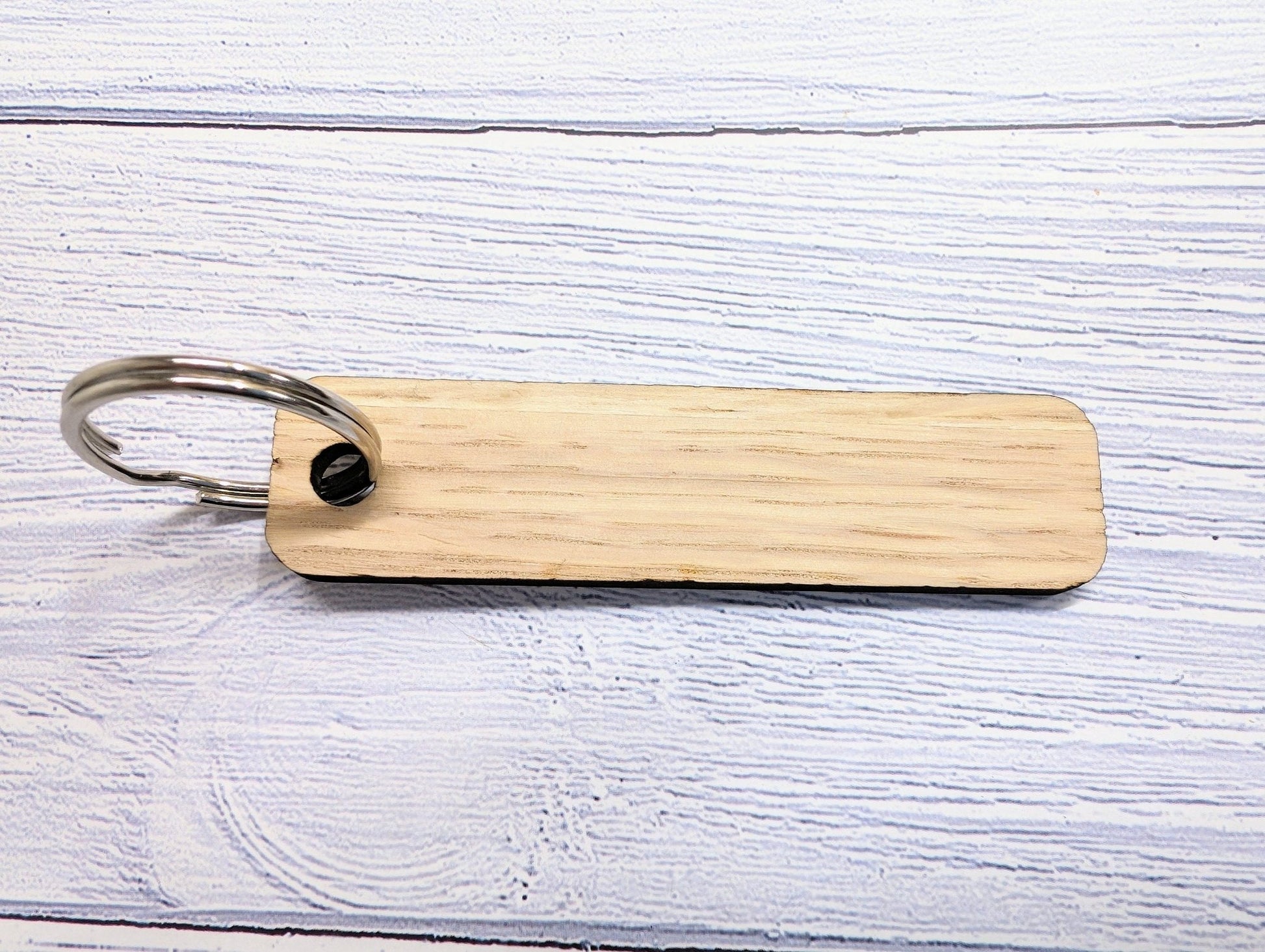 Customisable Double Sided Oak Keyring 90x25mm - Personalised Business Logo & Message | Bulk Orders, Corporate Gifts - CherryGroveCraft