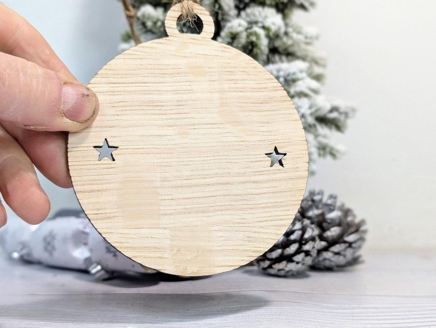 Design Your Own Wooden Bauble - Send Your Drawing, Welsh Custom Christmas Decoration in Oak Veneer - Personalised Xmas Decor Ornament - CherryGroveCraft