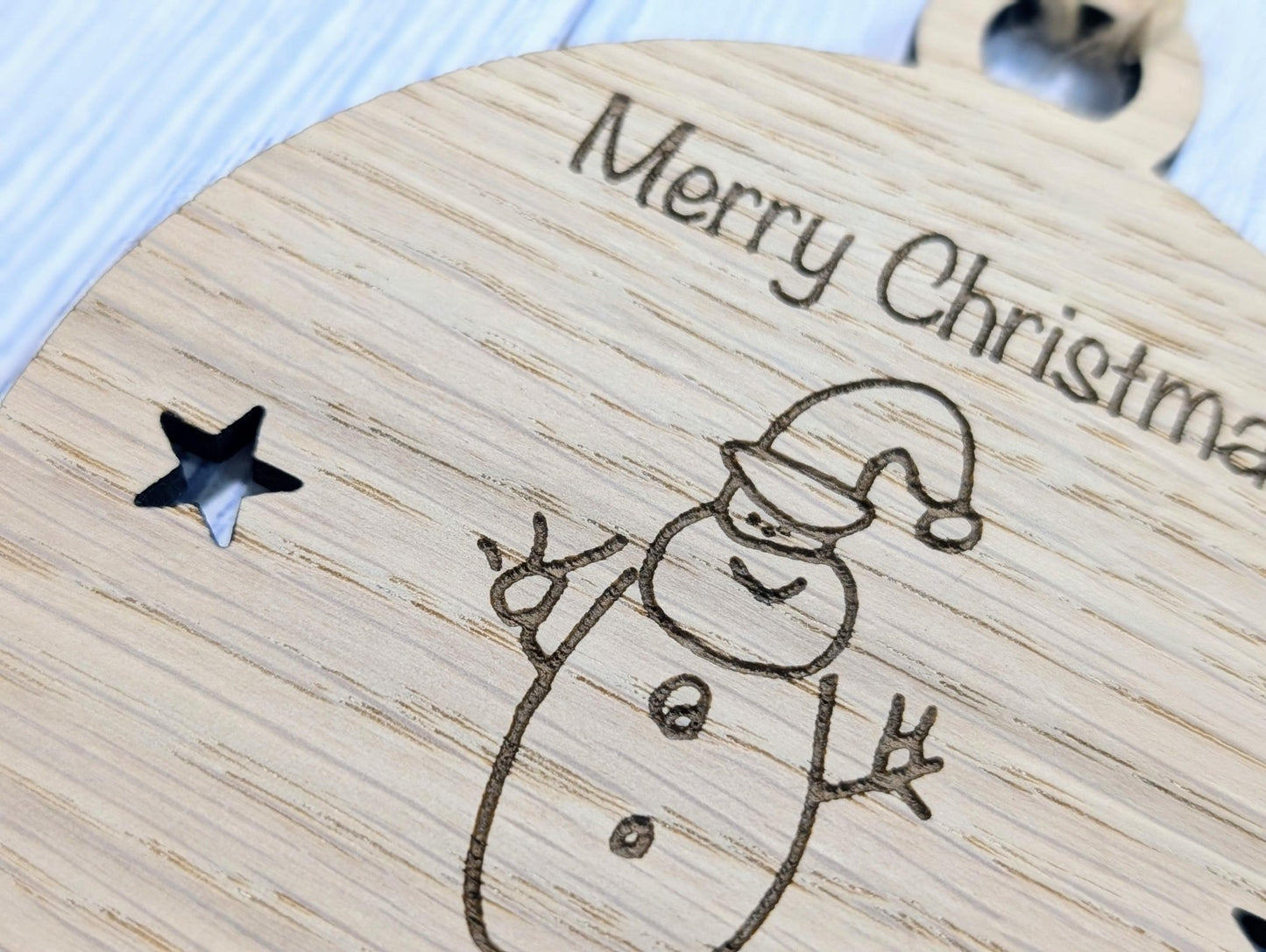 Design Your Own Wooden Bauble - Send Your Drawing, Welsh Custom Christmas Decoration in Oak Veneer - Personalised Xmas Decor Ornament - CherryGroveCraft