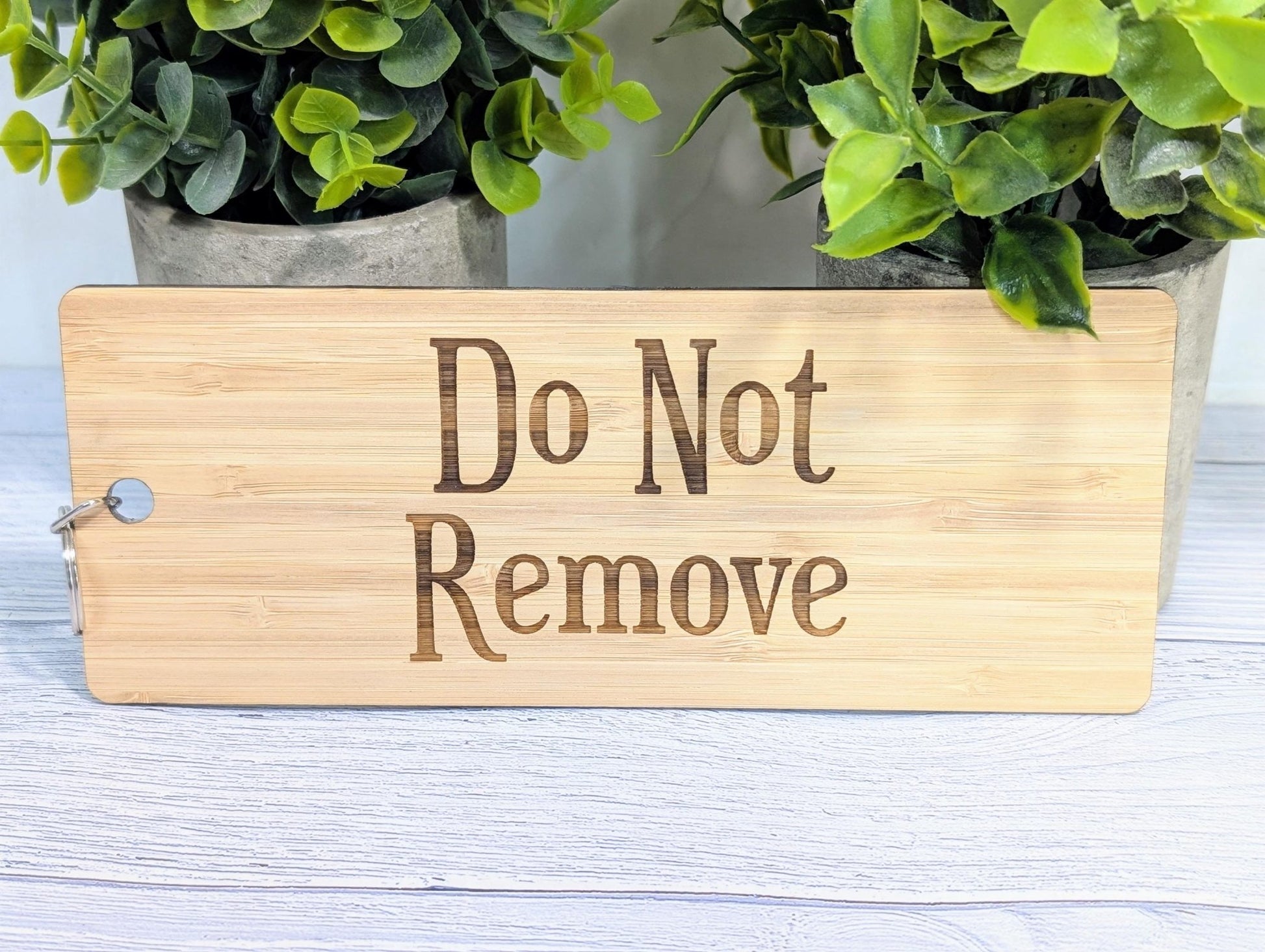 Do Not Remove - Extra - Large Bamboo Keyring - Ideal for Keeping Important Keys Safely - 200x80mm - CherryGroveCraft