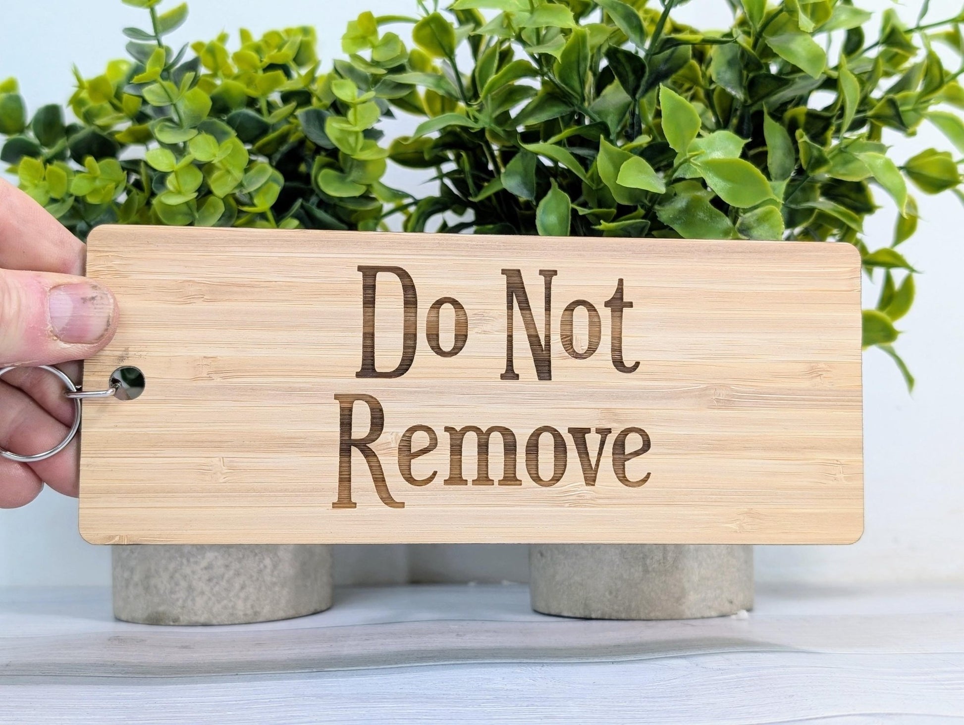 Do Not Remove - Extra - Large Bamboo Keyring - Ideal for Keeping Important Keys Safely - 200x80mm - CherryGroveCraft