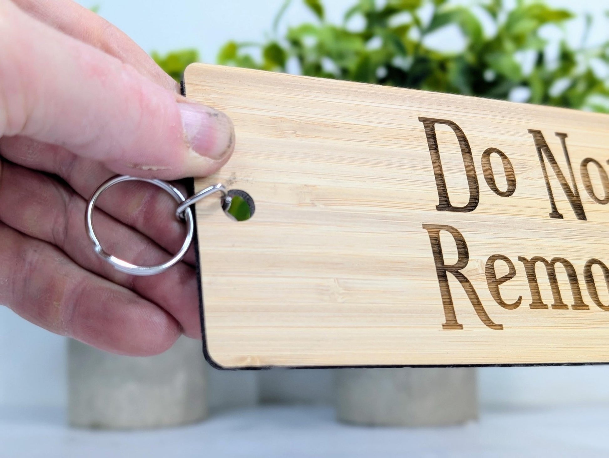 Do Not Remove - Extra - Large Bamboo Keyring - Ideal for Keeping Important Keys Safely - 200x80mm - CherryGroveCraft