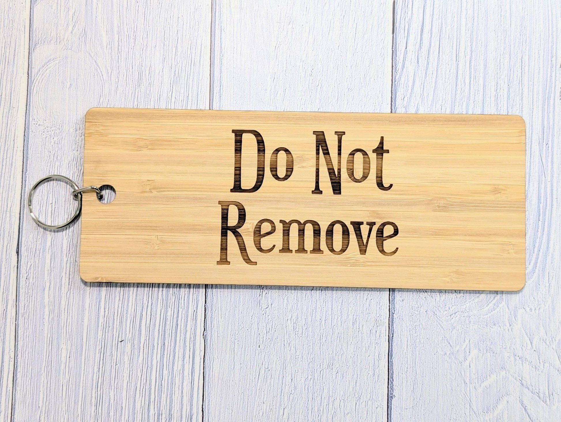 Do Not Remove - Extra - Large Bamboo Keyring - Ideal for Keeping Important Keys Safely - 200x80mm - CherryGroveCraft