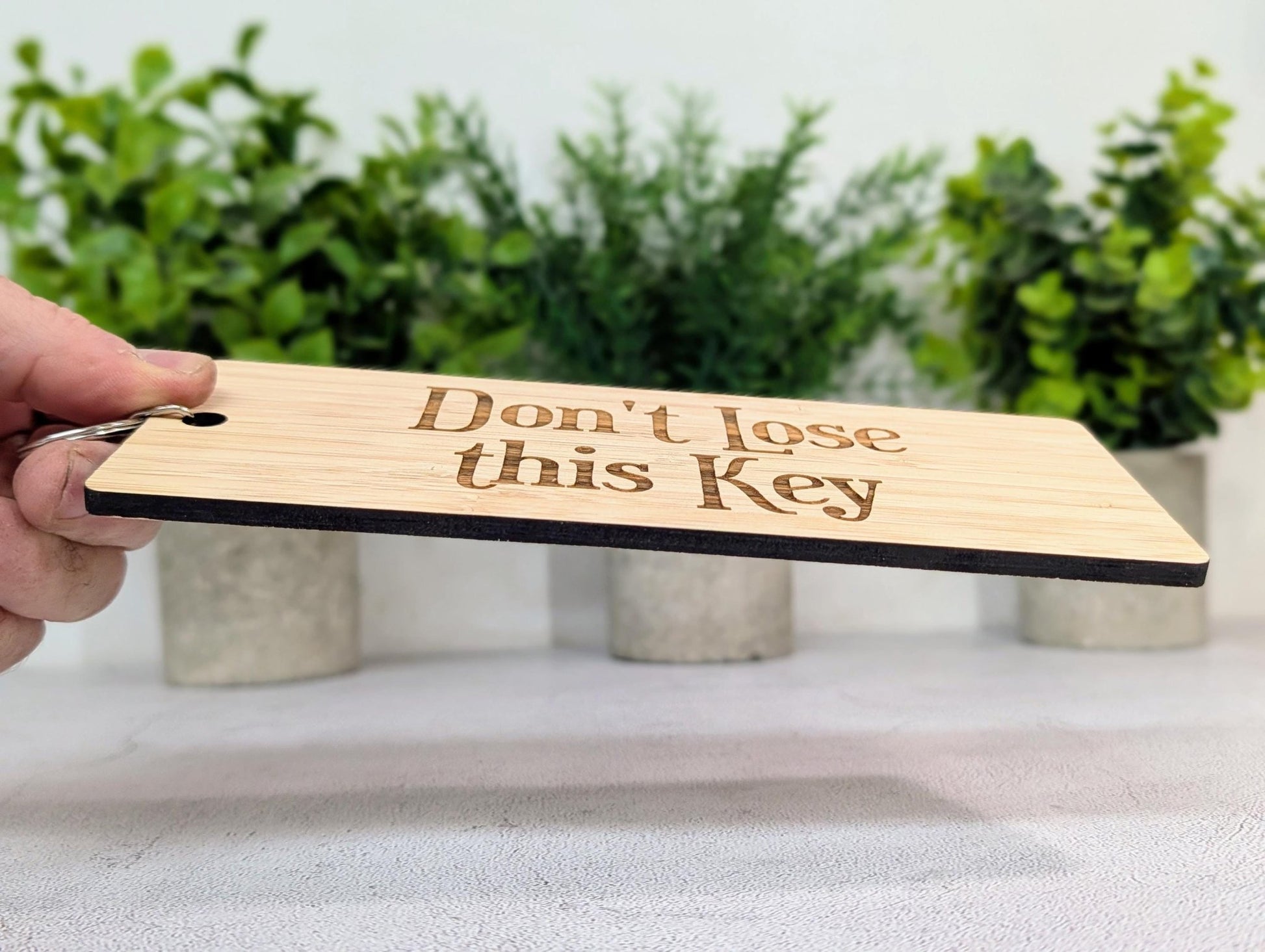 5mm bamboo keyring for a car key, safe key or spare that needs to stand out