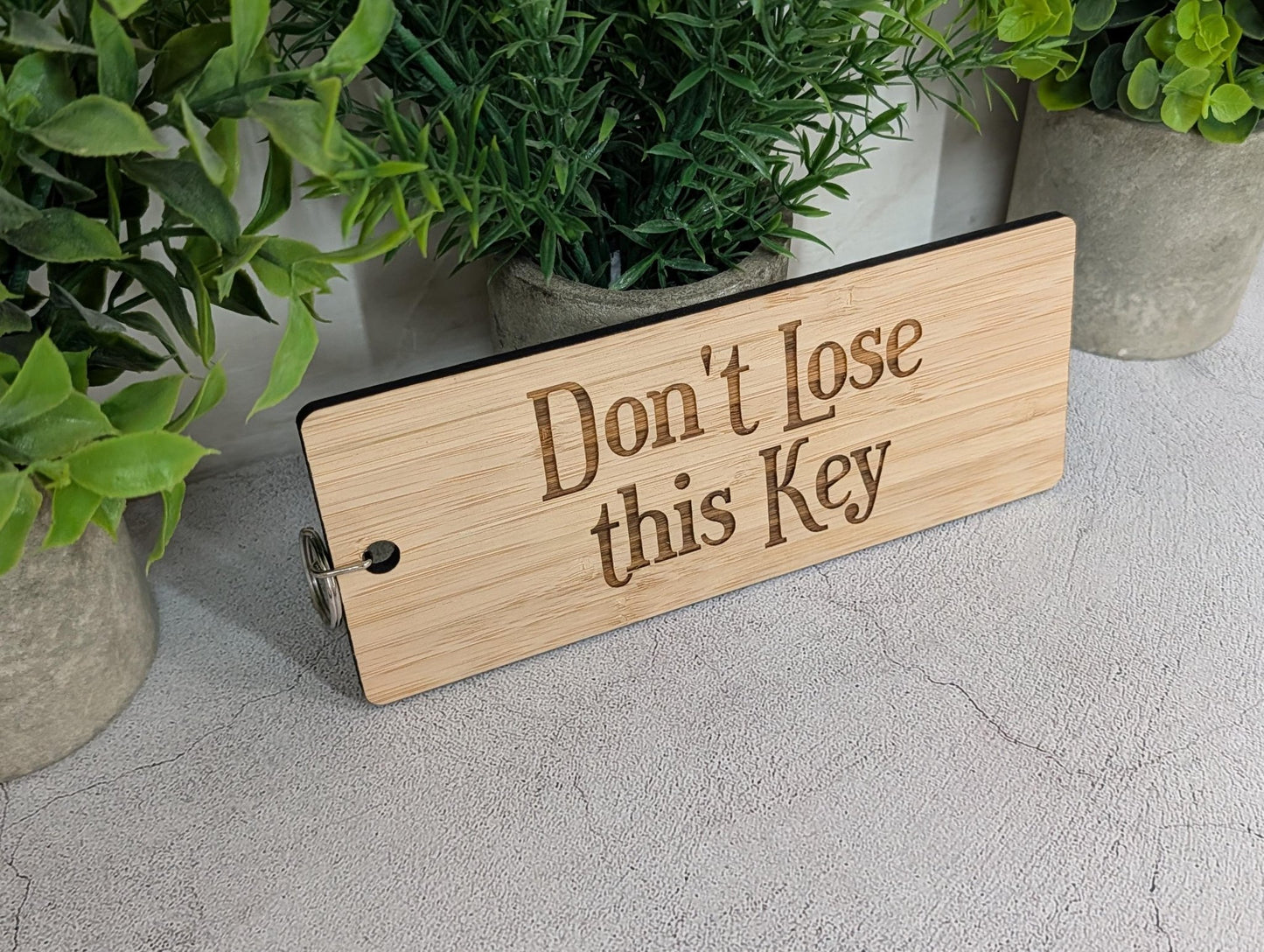 Premium 5mm bamboo keyring, thicker and heavier than the standard 3mm version