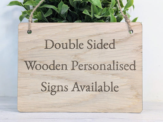 Double Sided Wooden Personalised Sign | Personalised 2 Sided Wooden Hanging Sign | Birthday Gift | Man Cave Sign | Bar Sign | Door Sign - CherryGroveCraft