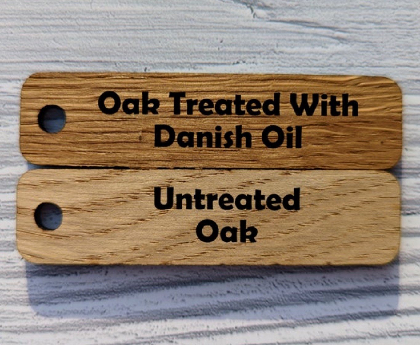 Engraved Oak Wood Keychain: Personalised Keyring, Custom Keyfob - CherryGroveCraft