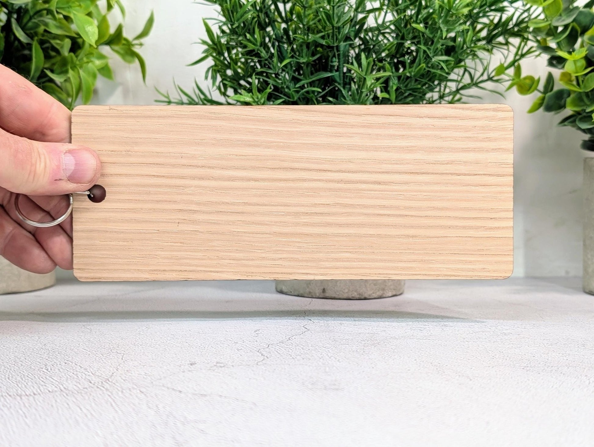 Extra - Large 200x80mm Oak Keyring with 'Please Return This Key' Message - Ideal for Important Keys or Habitual Key Losers, Eco - Friendly - CherryGroveCraft