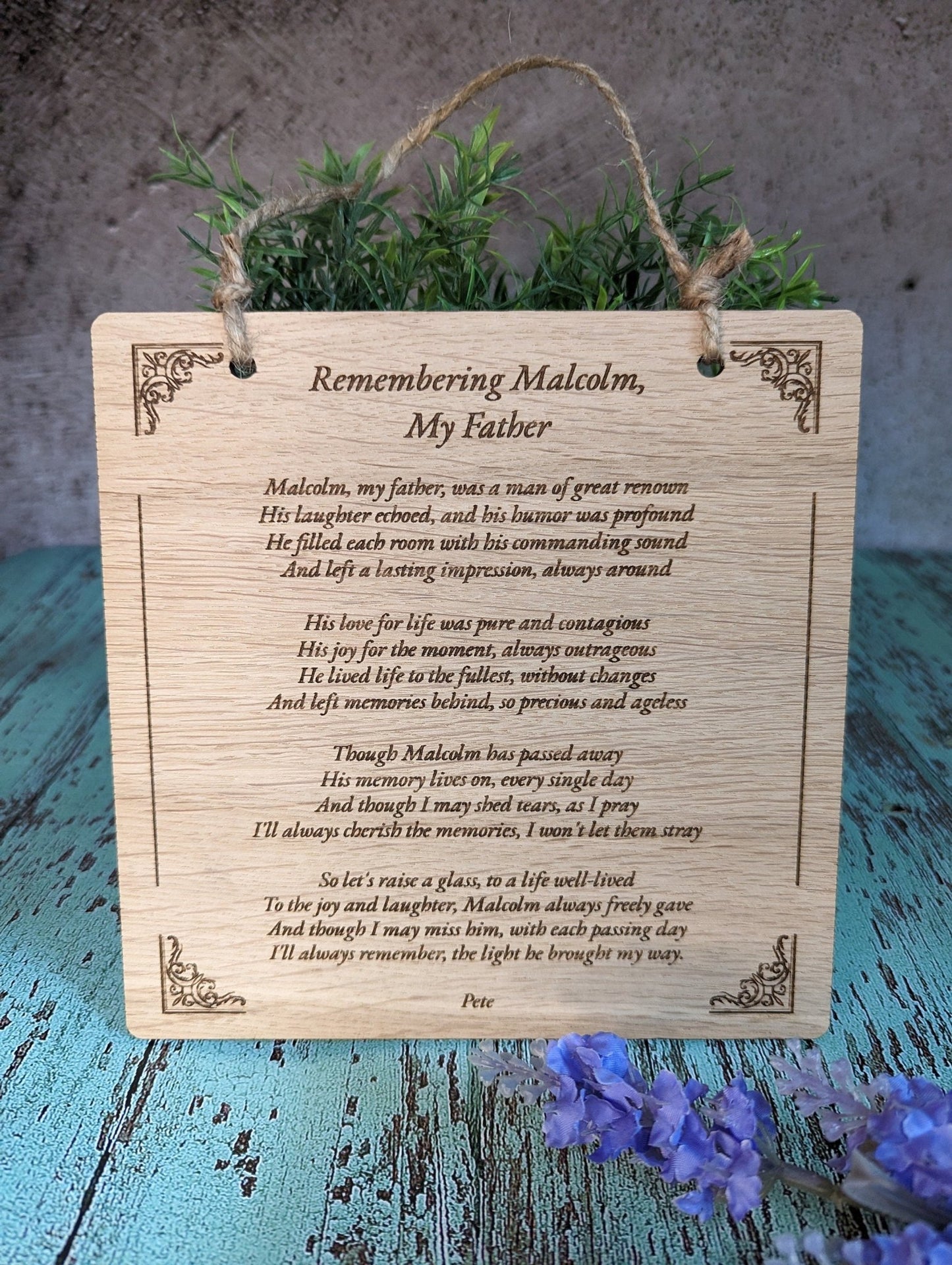 Extra large wooden poem sign — wedding, anniversary or memorial poem gift