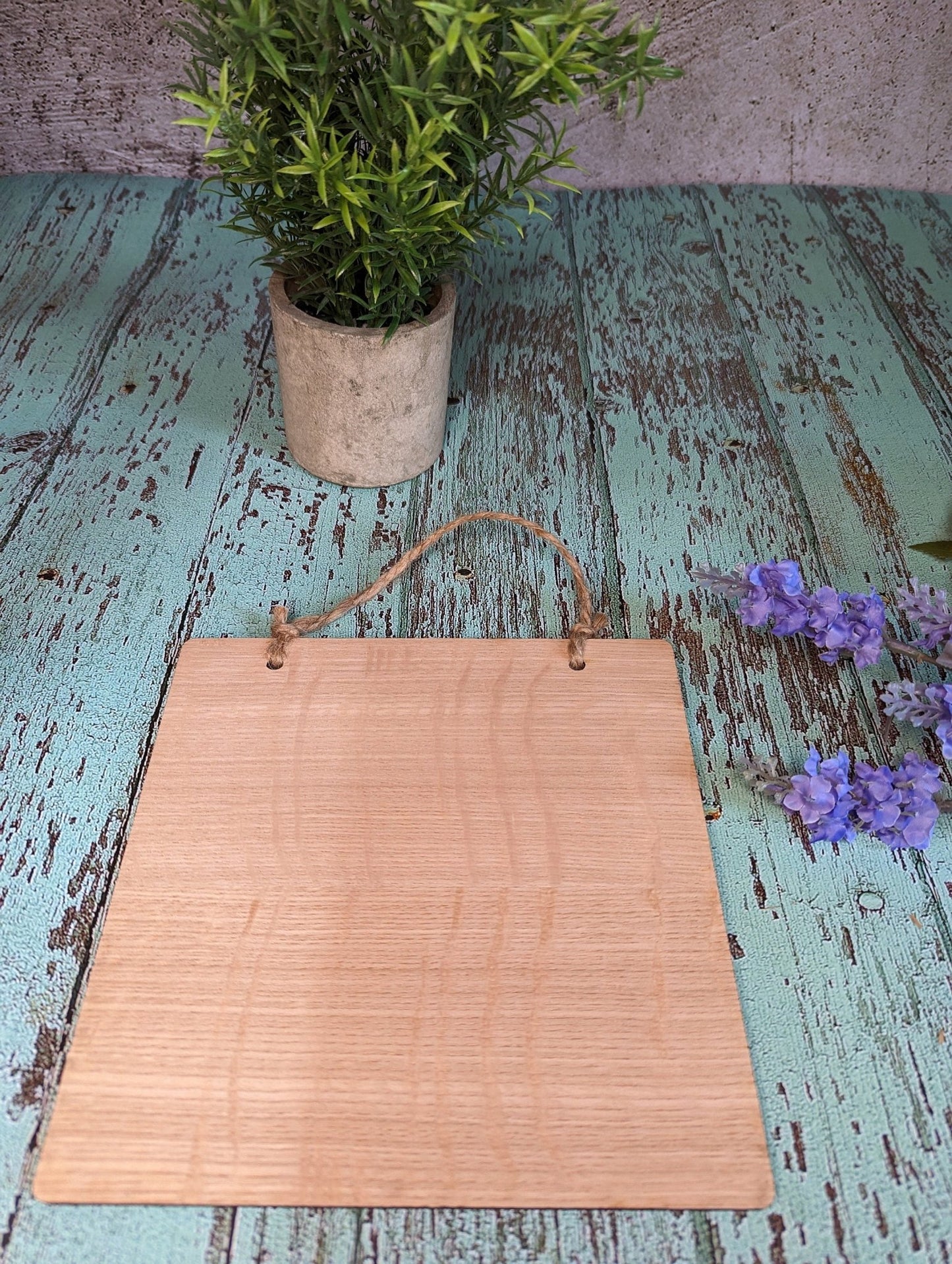 Large poem sign showing size reference — oak veneered MDF, made in North Wales