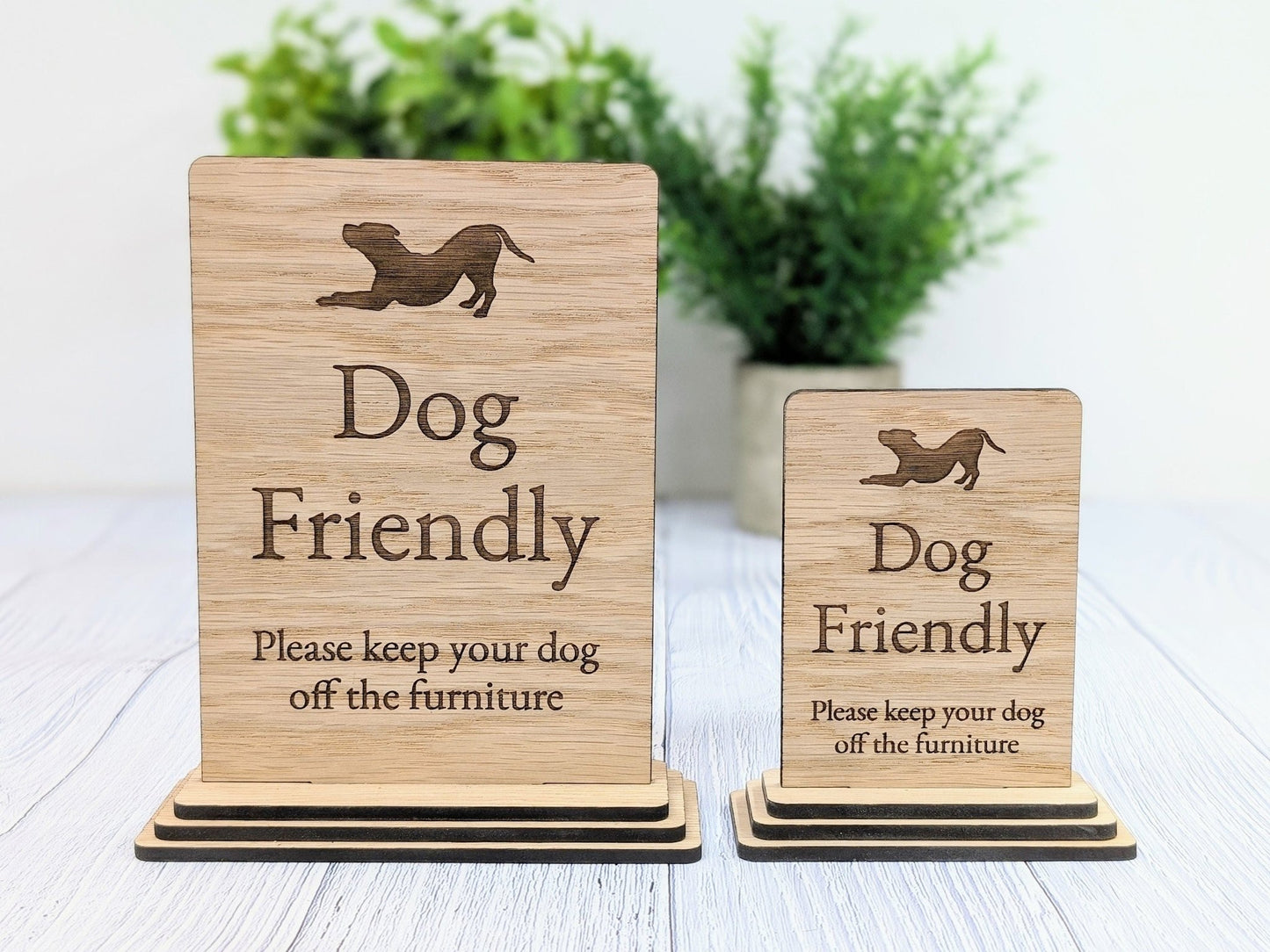 Freestanding "Please Keep Dog On A Lead" Wooden Table Sign, Oak Finish, Ideal for Homes, AirBnBs & Rental Properties - CherryGroveCraft