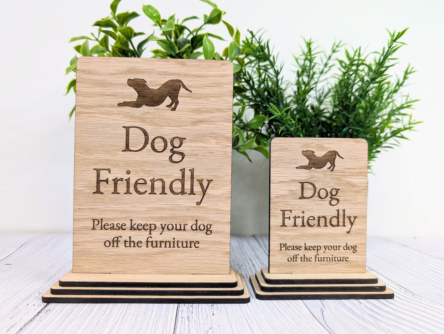 Freestanding "Please Keep Dog On A Lead" Wooden Table Sign, Oak Finish, Ideal for Homes, AirBnBs & Rental Properties - CherryGroveCraft