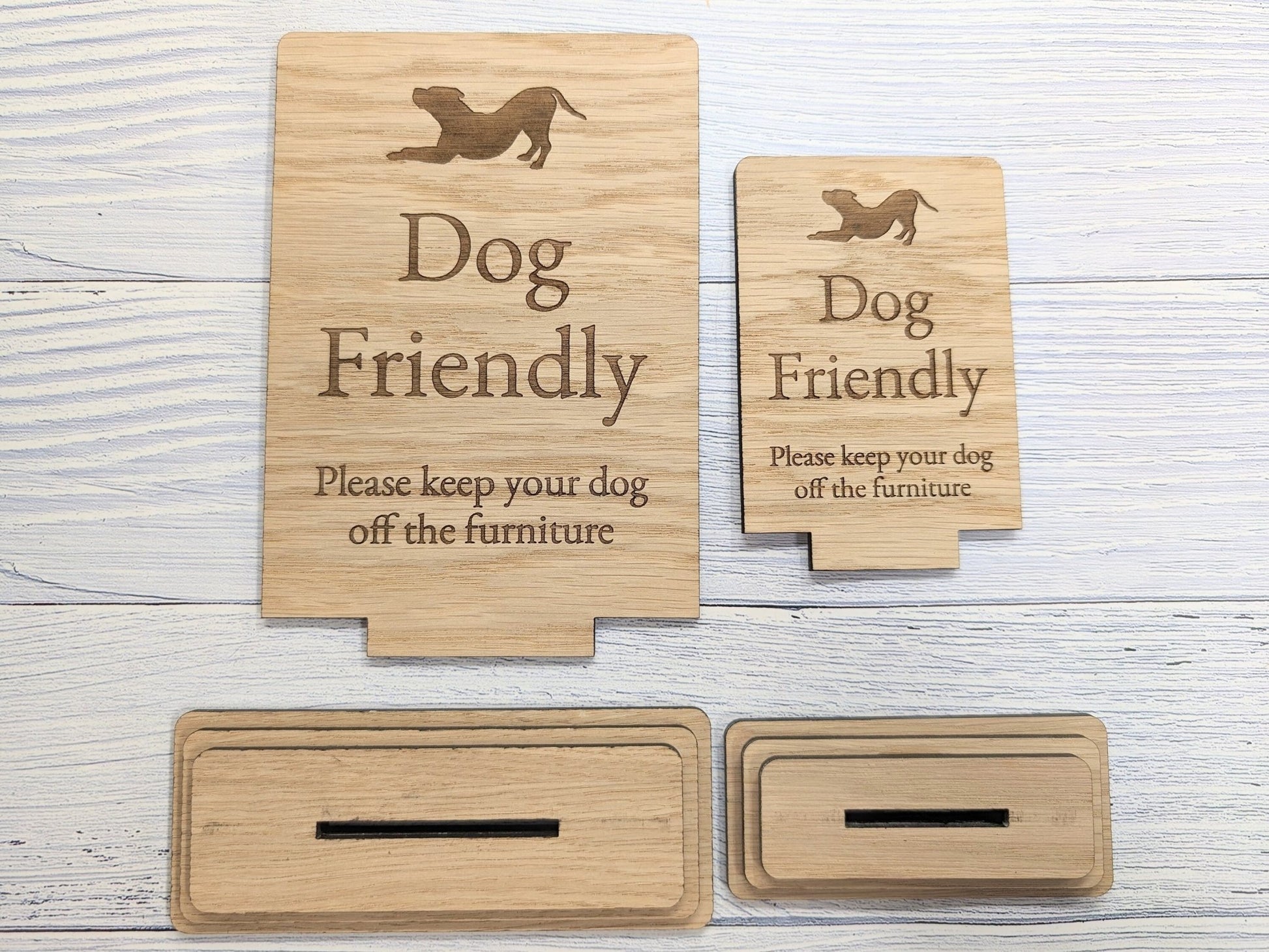 Freestanding "Please Keep Dog On A Lead" Wooden Table Sign, Oak Finish, Ideal for Homes, AirBnBs & Rental Properties - CherryGroveCraft