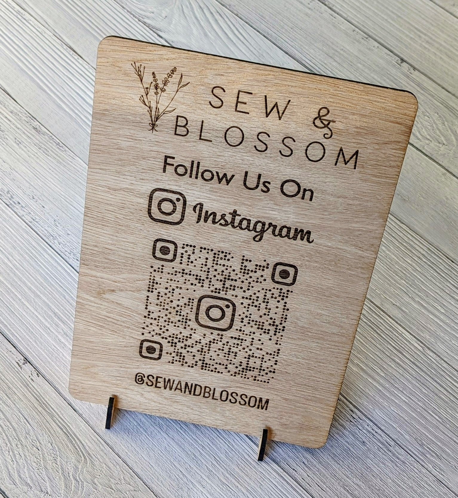 Fully Personalisable Double - Sided Wooden Sign with Optional Stand | Custom Text | Oak Veneer | Door Sign | Handcrafted in the UK - CherryGroveCraft