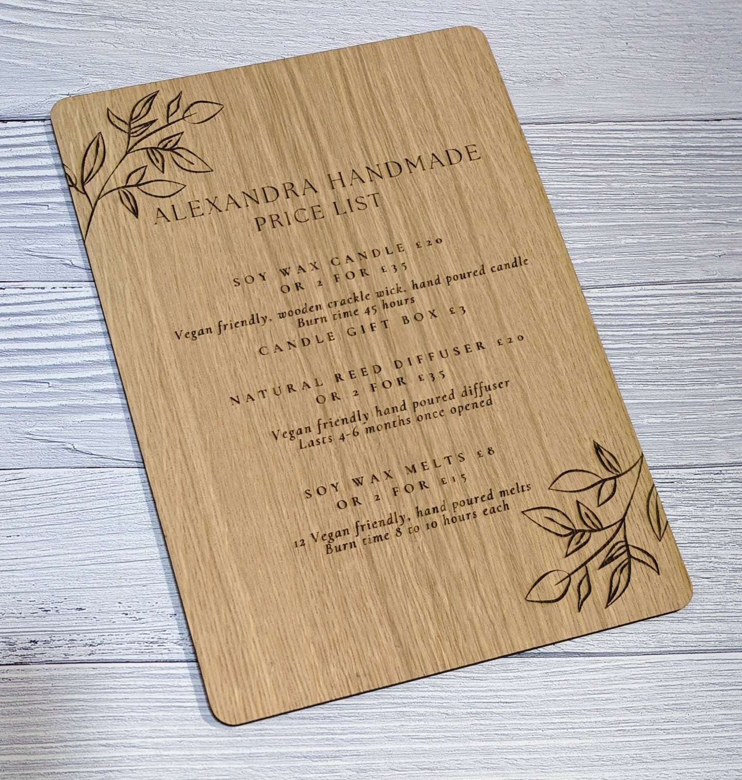 Fully Personalisable Double - Sided Wooden Sign with Optional Stand | Custom Text | Oak Veneer | Door Sign | Handcrafted in the UK - CherryGroveCraft