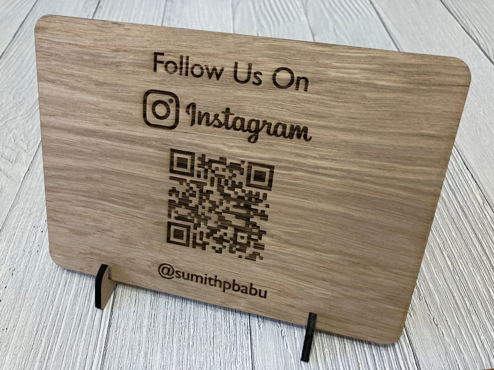 Fully Personalisable Double - Sided Wooden Sign with Optional Stand | Custom Text | Oak Veneer | Door Sign | Handcrafted in the UK - CherryGroveCraft