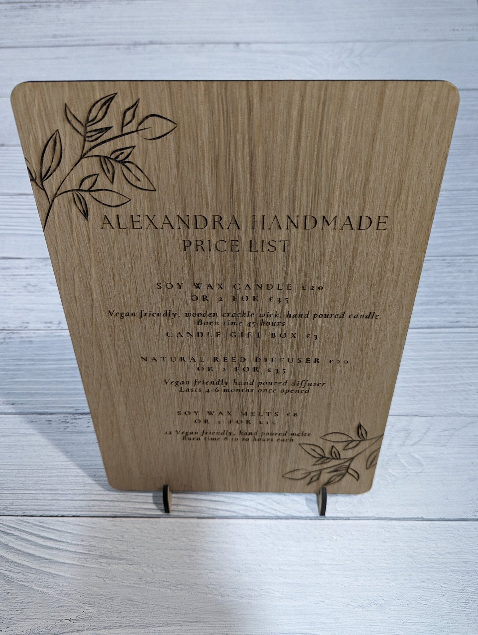 Fully Personalisable Double - Sided Wooden Sign with Optional Stand | Custom Text | Oak Veneer | Door Sign | Handcrafted in the UK - CherryGroveCraft