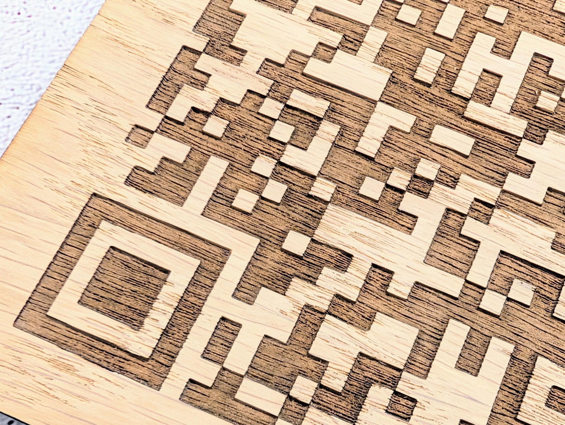 Google Review QR Sign – Oak Veneered Hanging Sign with Logo, Custom Engraved Business Review Plaque, Handmade in Wales - CherryGroveCraft