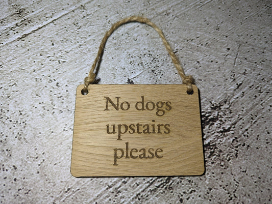 Personalised oak hanging sign — custom wording, medium size, jute string loop