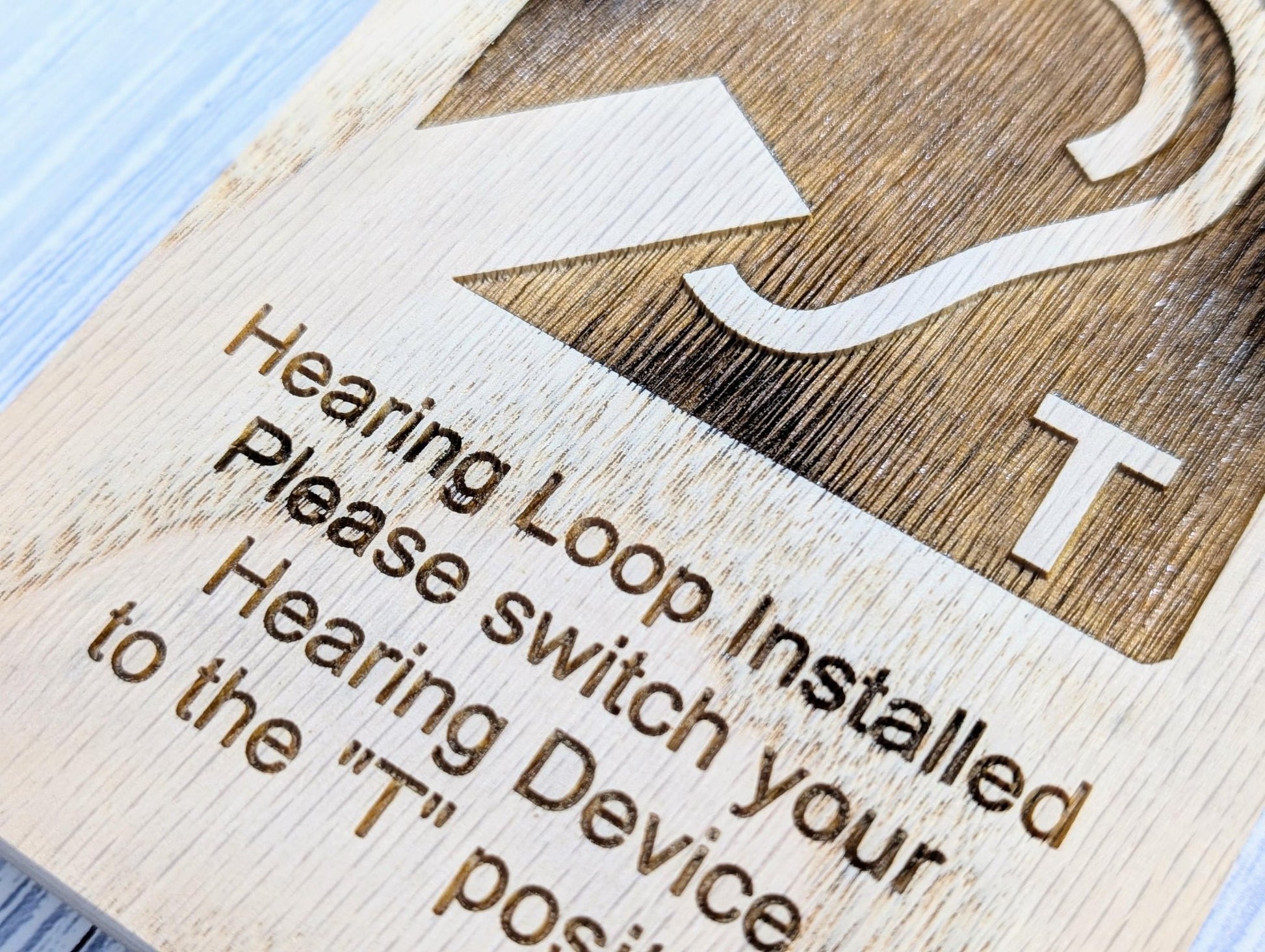 Hearing Loop Signage - Accessible Signs for Businesses and Public Spaces - Freestanding Engraved Oak Block - 2 Sizes - Hearing Aid Symbol - CherryGroveCraft