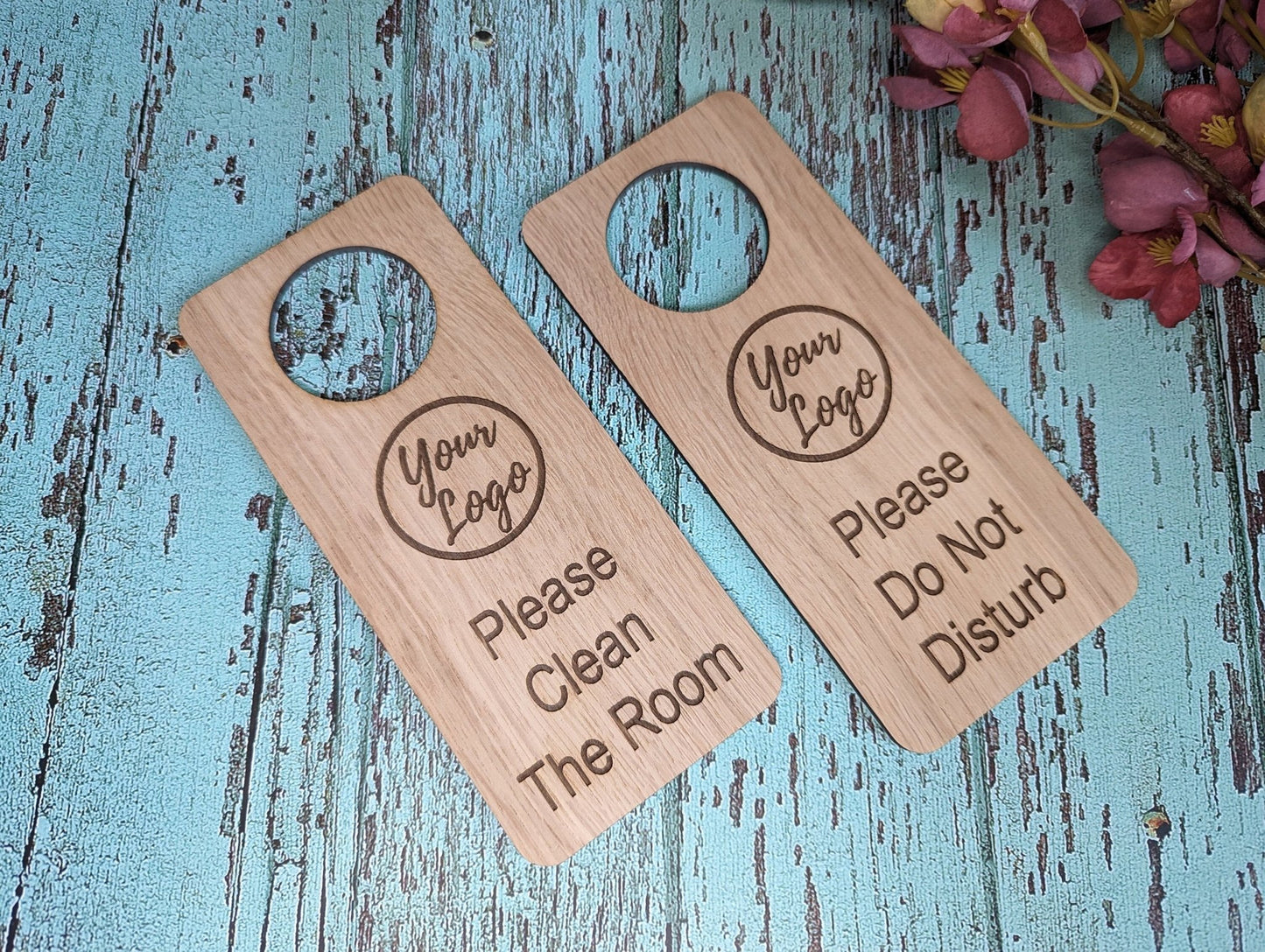 Hotel Door Hangers - Free Design Service, Wooden "Please Clean the Room" and "Please Do Not Disturb" Door Signs, Hotel Sign, Bedroom Signs - CherryGroveCraft