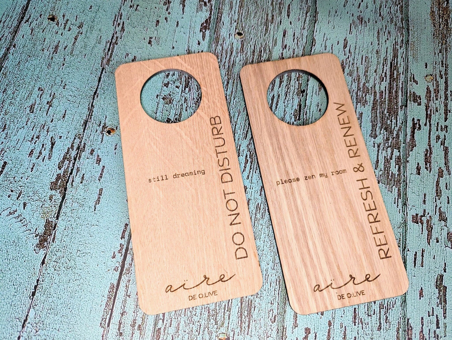 Hotel Door Hangers - Free Design Service, Wooden "Please Clean the Room" and "Please Do Not Disturb" Door Signs, Hotel Sign, Bedroom Signs - CherryGroveCraft